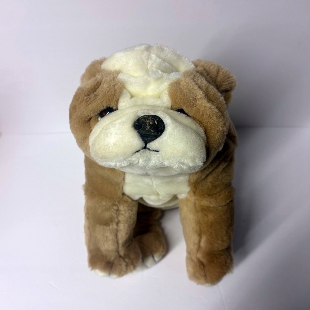 Vintage Ty Beanie Buddy Winston the Bulldog Tan Cream Dog Plush Stuffed Animal